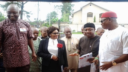 (L-r): Paul Ilona, country manager, HarvestPlus Nigeria,Mrs Lillian Asuzu, permanent secretary, Ministry of Agriculture, Imo State, Chief Frank Ibezim, commissioner for Agriculture, Imo State, and Romanus Onye, executive director, Imo State Agricultural Development Project (ADP), during the 3-day Annual HarvestPlus/Partners Work-Planning Meeting at Rockview Hotel, Owerri, recently.